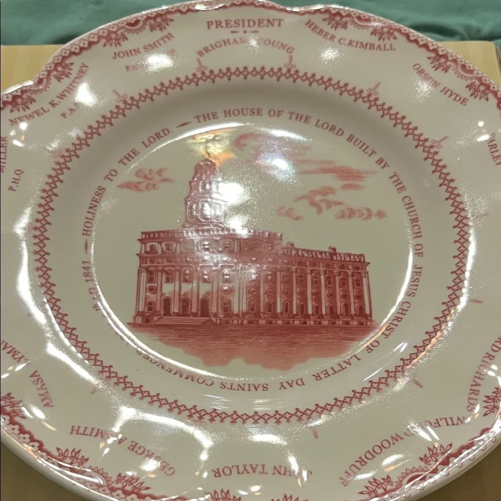 Red Decorative Nauvoo Temple Plate